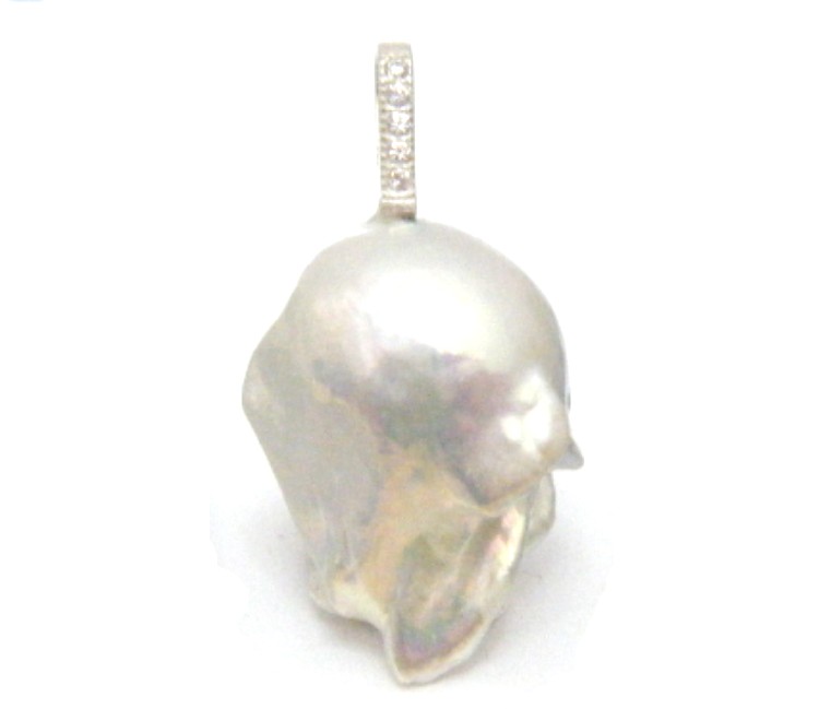 White Baroque Stick Pearl Pendant